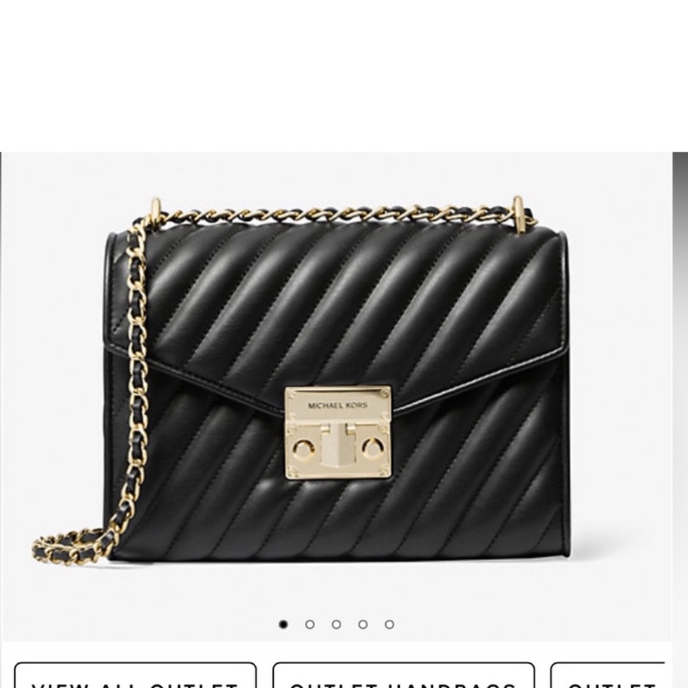 Michael Kors Medium Rose Quilted Leather Shoulder Flap Bag Black